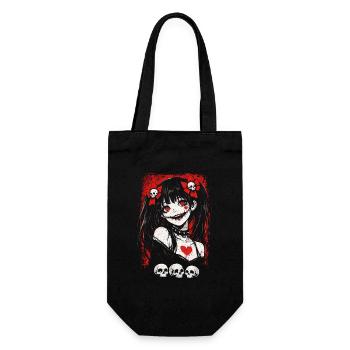 Japanisches Horror Anime Mädchen Gruseliges Goth - Geschenkbeutel für Flaschen - Schwarz - Vorne