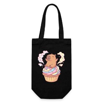 Capybara Cupcake Party mit Regenbogen-Frosting - Geschenkbeutel für Flaschen - Schwarz - Vorne