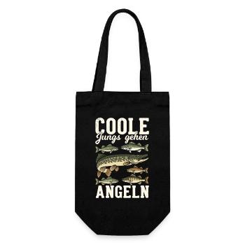 Fishing Angler Fisherman Fish Funny Angler Saying - Gift Bag for Bottles - black - Front