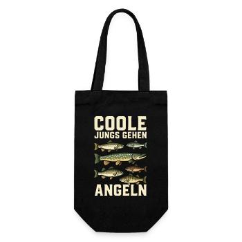 Fishing Angler Fisherman Fish Funny Angler Saying - Gift Bag for Bottles - black - Front