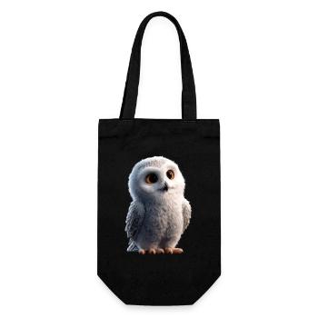 Schneeeule Weiße Eule Kauz Uhu Owl Schnee Eulen - Geschenkbeutel für Flaschen - Schwarz - Vorne