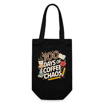 100 Tage Kaffeechaos - Geschenkbeutel für Flaschen - Schwarz - Vorne
