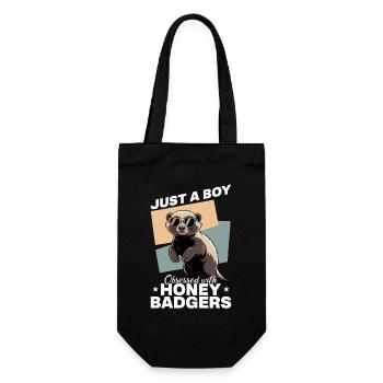 Funny Honey Badger - Geschenkbeutel für Flaschen - Schwarz - Vorne