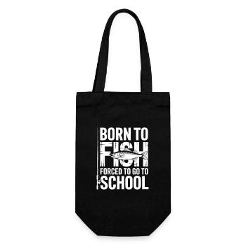 Geboren zum Fischen, gezwungen, zur Schule zu gehen - Geschenkbeutel für Flaschen - Schwarz - Vorne