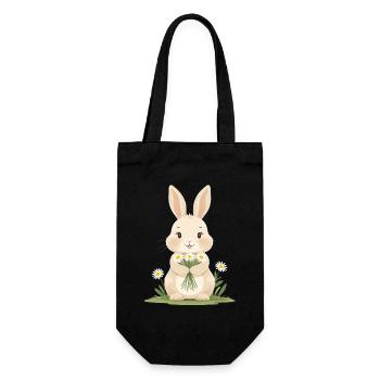 Delicate bunny with daisies - Gift Bag for Bottles - black - Front