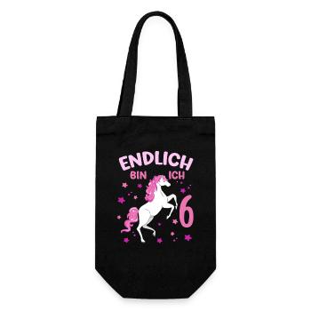 6 Jahre alt Pferd Endlich Bin Ich 6 Mädchen 6. - Geschenkbeutel für Flaschen - Schwarz - Vorne