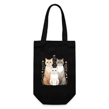 Famille de chats dans une couronne de fleurs - Sac à bouteille - noir - Devant
