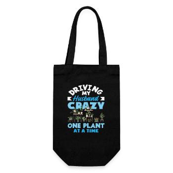 Driving My Husband Crazy Pflanzenliebhaber - Geschenkbeutel für Flaschen - Schwarz - Vorne