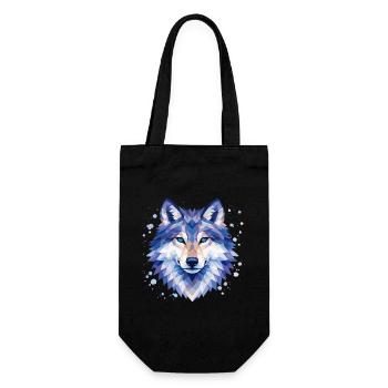 Geometrisches Wolf Design | Wildtier Kunst Print - Geschenkbeutel für Flaschen - Schwarz - Vorne