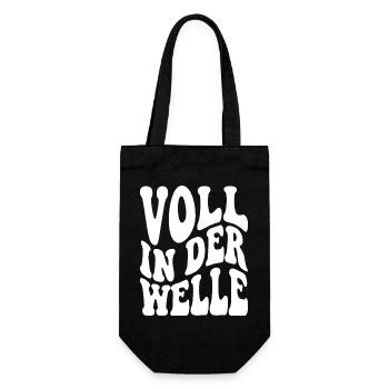 Voll in der Welle - Geschenkbeutel für Flaschen - Schwarz - Vorne