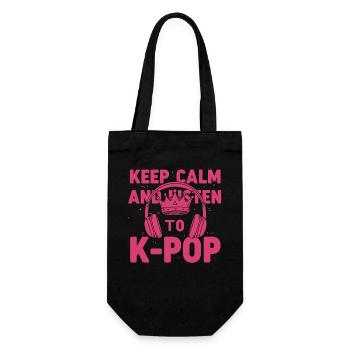 Bleib ruhig und höre K-Pop koreanische Musik - Geschenkbeutel für Flaschen - Schwarz - Vorne