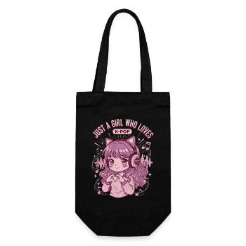 Just A Girl Who Loves K-Pop Cute Anime Korean Pop - Gift Bag for Bottles - black - Front