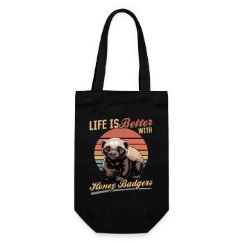 Funny Honey Badger - Geschenkbeutel für Flaschen - Schwarz - Vorne