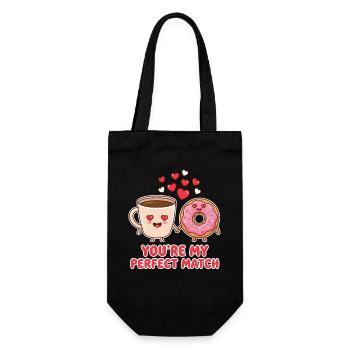 You Are My Perfect Match Coffee Donut Valentine - Gift Bag for Bottles - black - Front