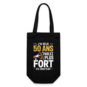 Ich bin schon 50 Jahre alt, sprich lauteren Humor - Geschenkbeutel für Flaschen - Schwarz - Vorne