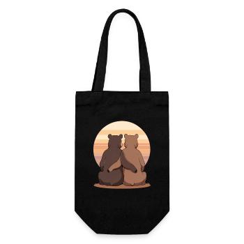 Duo d’ours au coucher du soleil - Sac à bouteille - noir - Devant