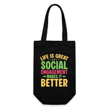 Social Worker Quote Engagement Makes It Better - Geschenkbeutel für Flaschen - Schwarz - Vorne