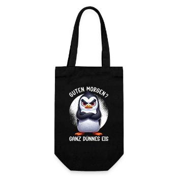 Guten Morgen Ganz Dünnes Eis Pinguin Schlafmützen - Gift Bag for Bottles - black - Front