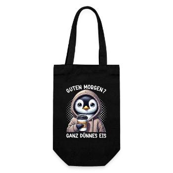 Guten Morgen Ganz Dünnes Eis Pinguin Schlafmützen - Gift Bag for Bottles - black - Front