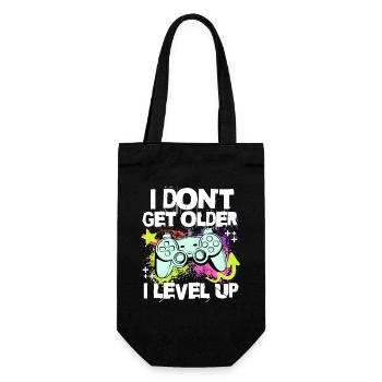 Ich Level Up statt älter zu werd– Controller Motiv - Geschenkbeutel für Flaschen - Schwarz - Vorne