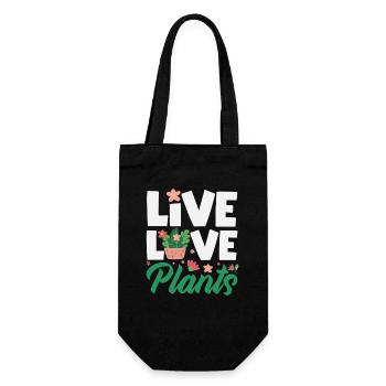 Pflanzenliebhaber Live Love Plants Succulent - Geschenkbeutel für Flaschen - Schwarz - Vorne