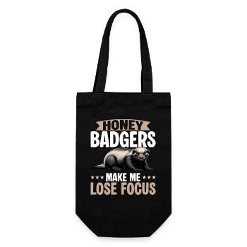 Funny Honey Badger - Geschenkbeutel für Flaschen - Schwarz - Vorne