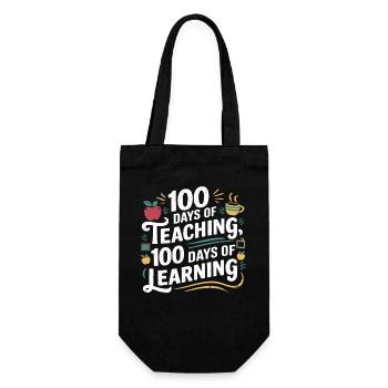 100 days of teaching and learning - Gift Bag for Bottles - black - Front