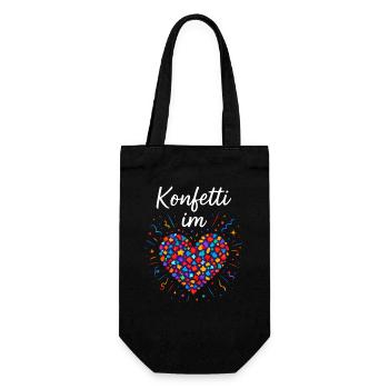Karneval Konfetti Im Herzen Fastnacht Fasching  - Geschenkbeutel für Flaschen - Schwarz - Vorne