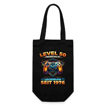 50th Birthday Gamer Shirt Level 50 Vintage 1976 - Gift Bag for Bottles - black - Front