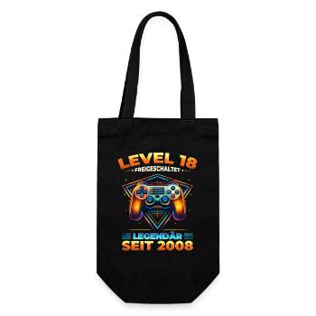 18th Birthday Gamer Shirt Level 18 Vintage 2008 - Gift Bag for Bottles - black - Front
