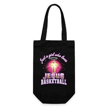 Jesus und Basketball Mädchen-Design - Geschenkbeutel für Flaschen - Schwarz - Vorne