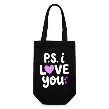 P.S. Ich liebe dich PS Ich Herz Deinen Tag Valentin - Geschenkbeutel für Flaschen - Schwarz - Vorne