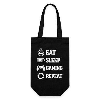 Eat Sleep Gaming Repeat – Pixel Symbolik - Geschenkbeutel für Flaschen - Schwarz - Vorne