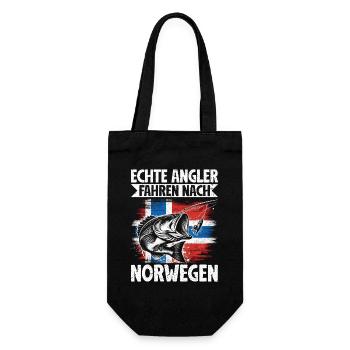 Echte Angler Fahren Nach Norwegen Fisher - Geschenkbeutel für Flaschen - Schwarz - Vorne