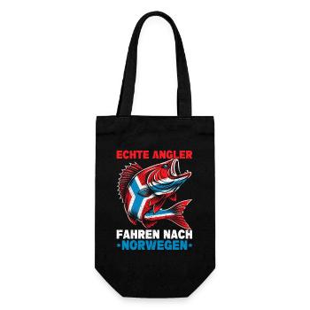 Echte Angler Fahren Nach Norwegen Fisher - Geschenkbeutel für Flaschen - Schwarz - Vorne