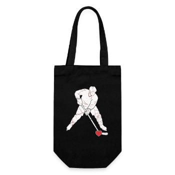Eishockey Herz - Geschenkbeutel für Flaschen - Schwarz - Vorne