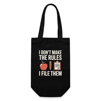 Funny Secretary Saying Don't Make Rules File Them - Gift Bag for Bottles - black - Front