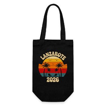 Lanzarote 2026 Sunset Palm Tree Design - Gift Bag for Bottles - black - Front