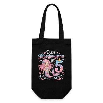 This Mermaid Is 5 Girls 5th Birthday - Gift Bag for Bottles - black - Front
