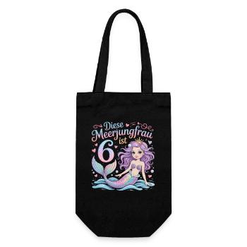 This Mermaid Is 6 Girls 6th Birthday - Gift Bag for Bottles - black - Front