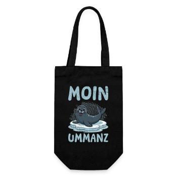Ostsee Urlaub MOIN UMMANZ Souvenier Lustig - Geschenkbeutel für Flaschen - Schwarz - Vorne