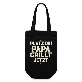Papa Vater Grillen - Geschenkbeutel für Flaschen - Schwarz - Vorne