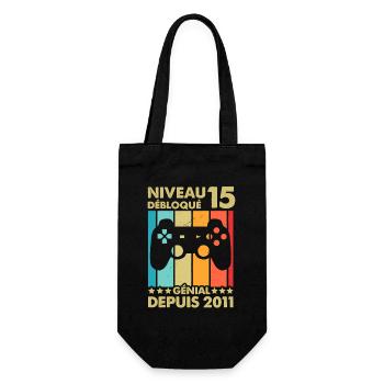 Niveau 15 débloqué génial depuis 2011 Humour gamer - Sac à bouteille - noir - Devant