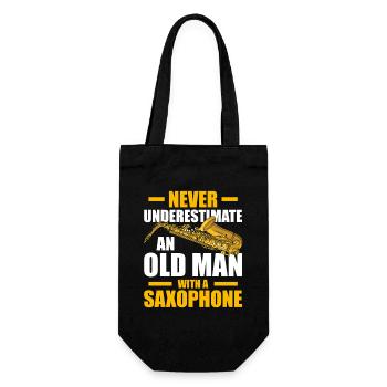 An old man with a Saxophon Saxophonspieler - Geschenkbeutel für Flaschen - Schwarz - Vorne