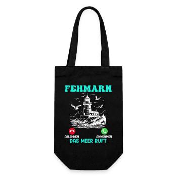 FEHMARN DAS MEER RUFT Ostsee Urlaub Lustig - Geschenkbeutel für Flaschen - Schwarz - Vorne