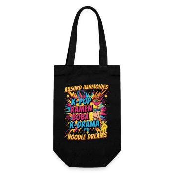 Absurd Harmonies K-Pop Ramen Boba K Drama Noodle - Gift Bag for Bottles - black - Front