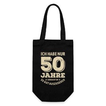 50 years - looking good | Birthday Gift - Gift Bag for Bottles - black - Front