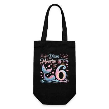 This Mermaid Is 6 Girls 6th Birthday - Gift Bag for Bottles - black - Front