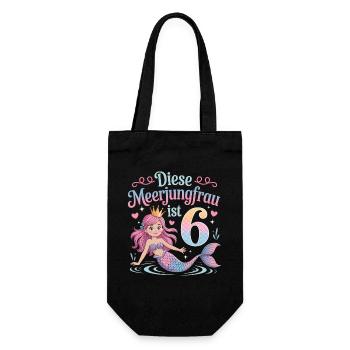 This Mermaid Is 6 Girls 6th Birthday - Gift Bag for Bottles - black - Front