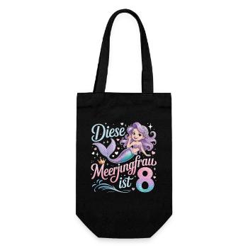 This Mermaid Is 8 Girls 8th Birthday - Gift Bag for Bottles - black - Front